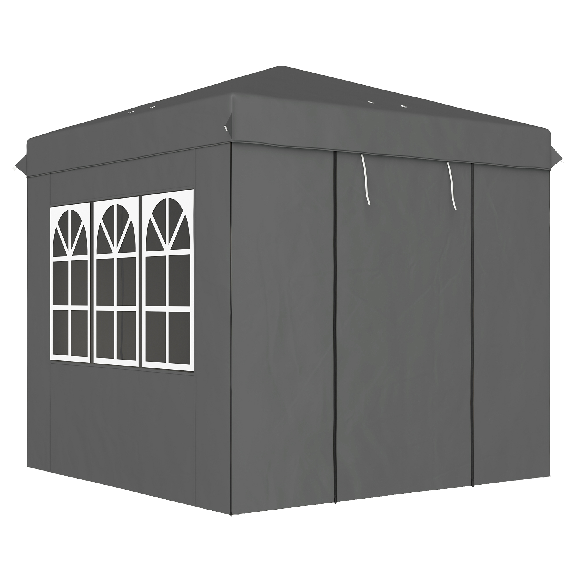 Outsunny 2,5 x 2,5 m Pop-up Paviljoen met Zijwanden en Transporttas, UPF50+ Hoogte Verstelbaar Tuinpaviljoen, Donkergrijs