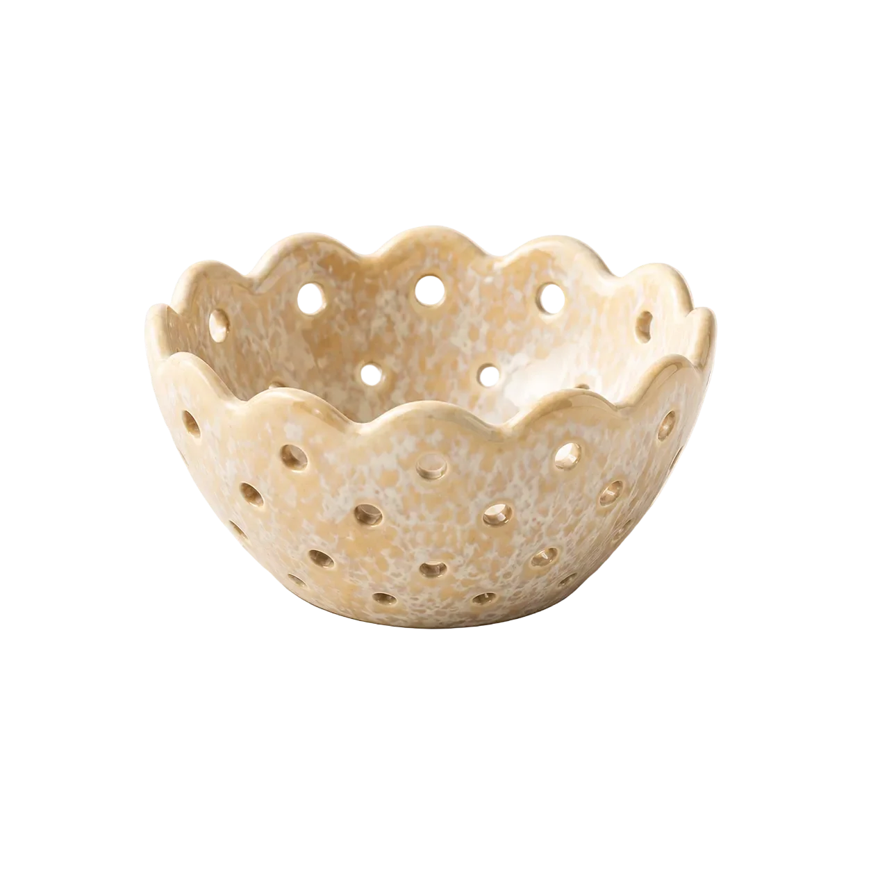 Scallop Beige Ceramic Berry Bowl