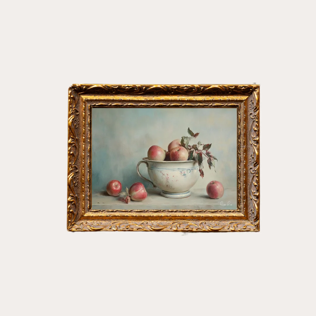 Vintage Muted Apple | French Brass Inspired Gold Mould Framed Art