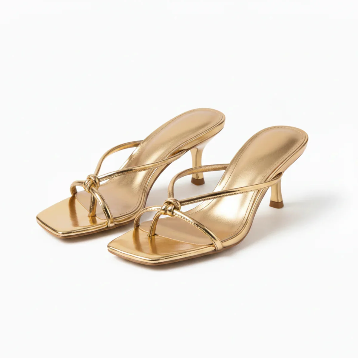 Women��s Heeled Sandals Elegant Knot Strap Design