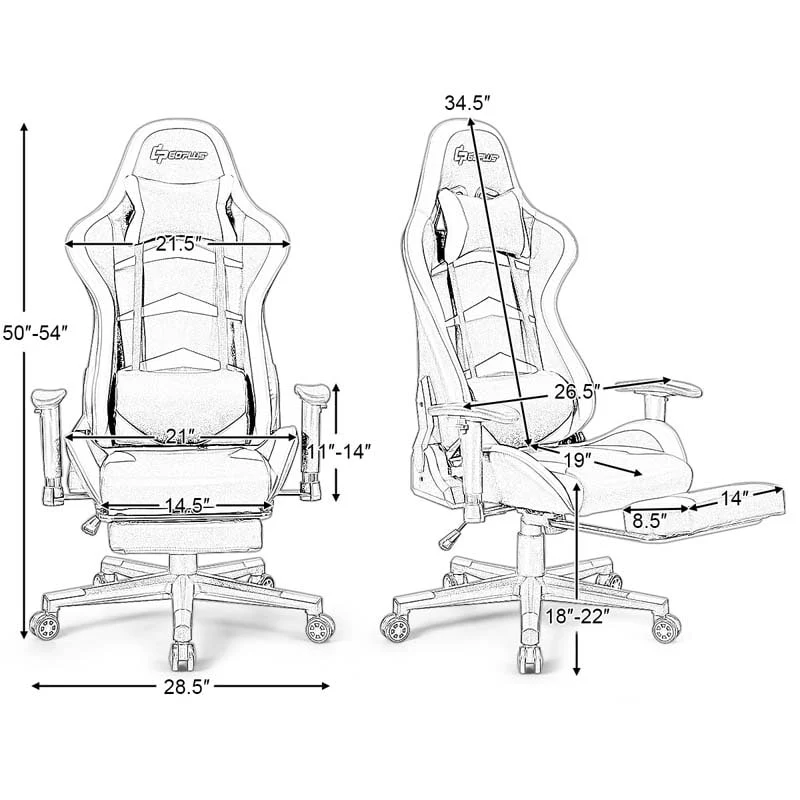 Led Massage Gaming Chair Height Adjustable Racing Computer Office Chair With Footrest Ergonomic High Back Pu Swivel Game Chair - Comfortable And Ergonomic Design