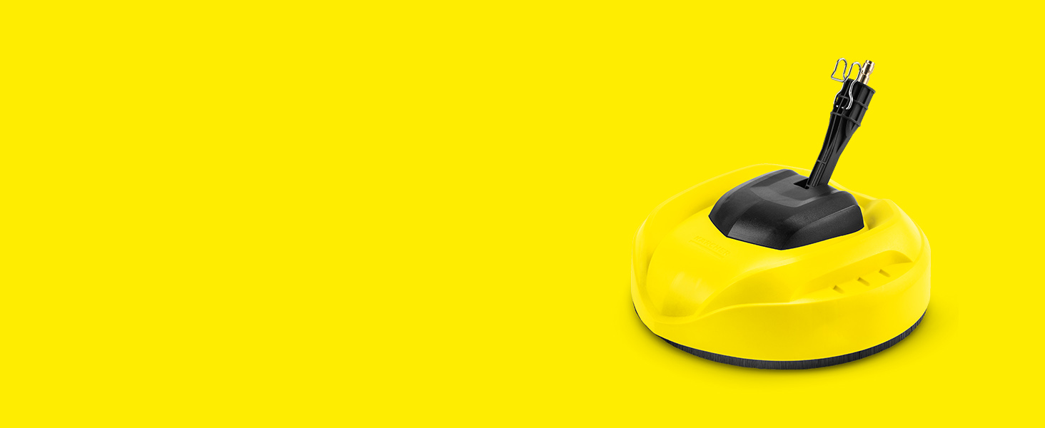 A surface cleaner in front of yellow background