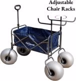 Beach cart with 13-inch balloon wheels, chair brackets and pump included