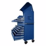 2025 56 inch W x 22 inch D Heavy-duty combination tool trolley with 23 drawers and tool cabinet in matte blue
