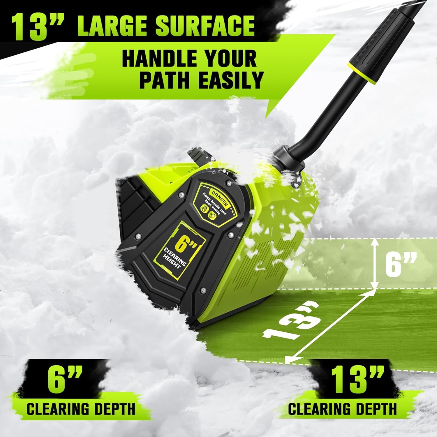 40V Cordless Snow Shovel  13 Inch 4.0Ah Electric Snow Shovel with Directional Plate  Brushless Cordless Snow Blower for Pathway  Patio  Deck  Driveway  Green