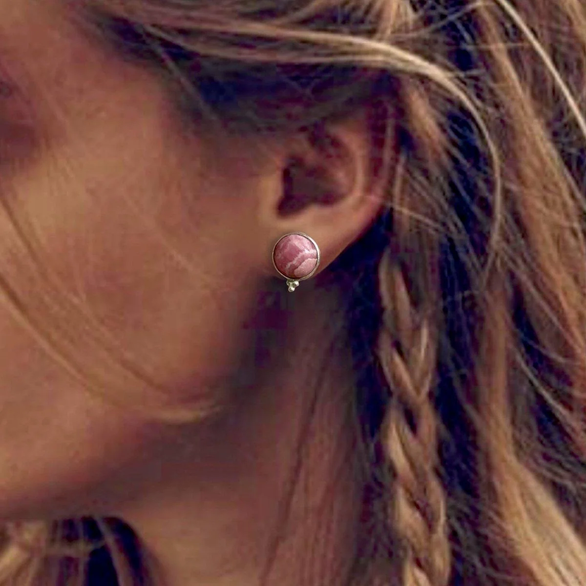 Laihas Free Spirit Rhodochrosite Stud Earrings