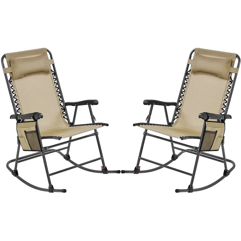 Yaheetech 2pcs 26in Rocking Chair Foldable Outdoor Lounge Chair