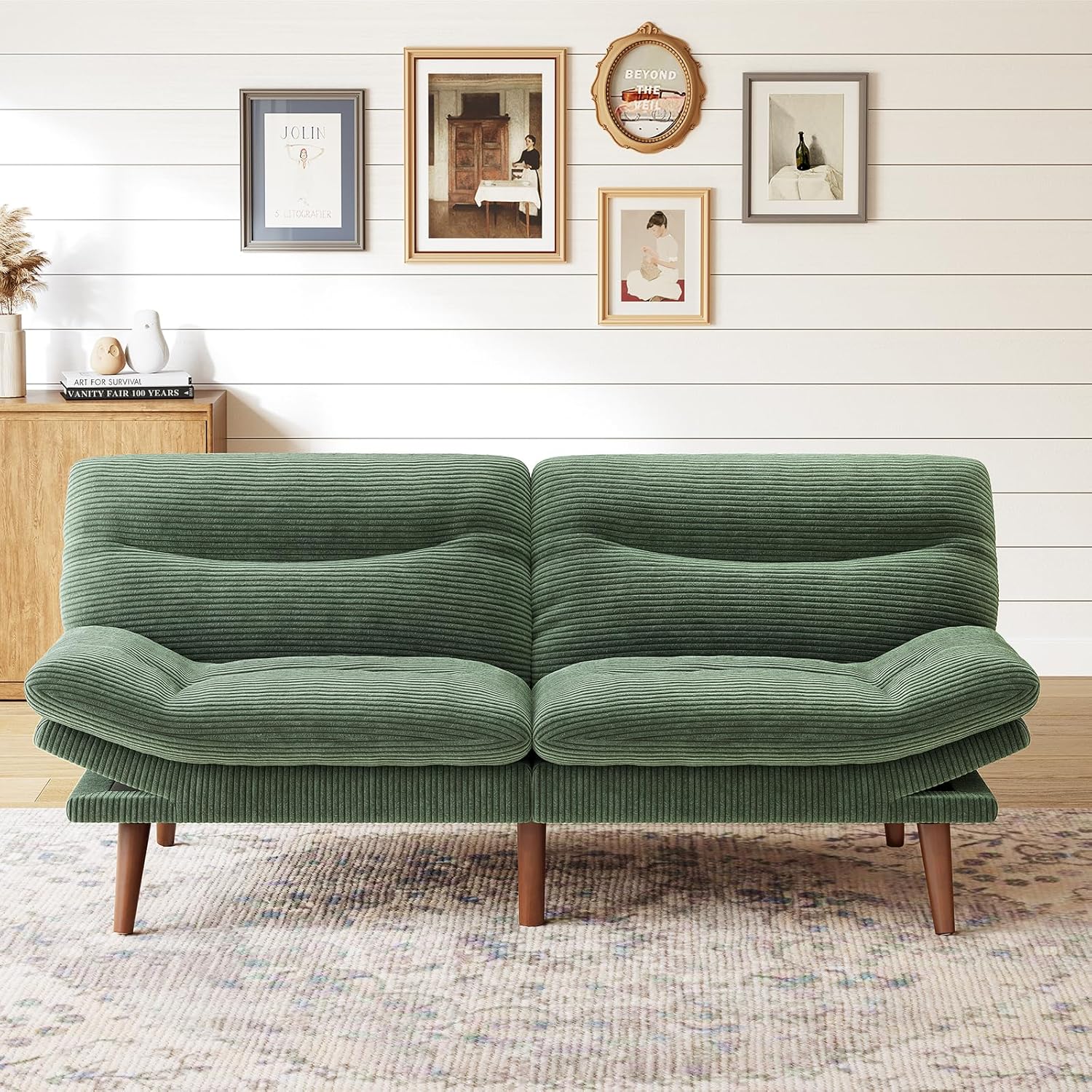 Futon Sofa Bed Futon Sofa with Adjustable Back and Armrests Converts to Small Sleeper Sofa Bed