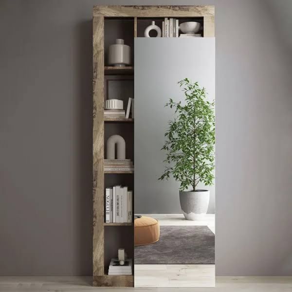 Mobile Multiuso ingresso 91x209h cm Appendiabiti con Specchio Bianco Pero Invictus