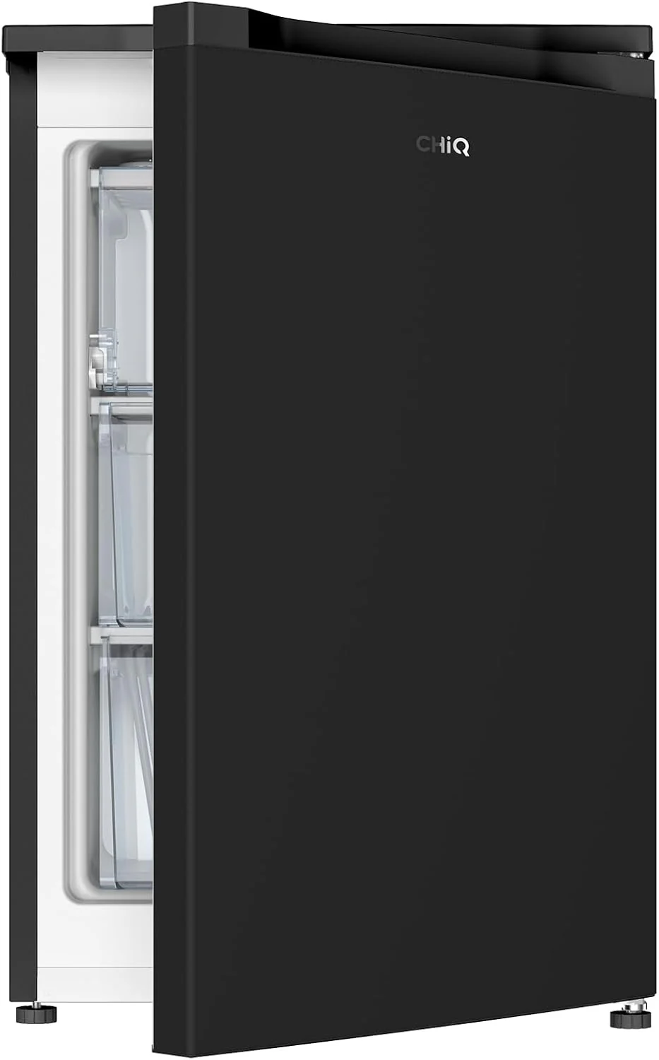 CHiQ Freestanding Upright Freezer, 145L Capacity, Quick Freeze, Adjustable Thermostat, Quiet, Reversible Door, Black, Energy Rating E