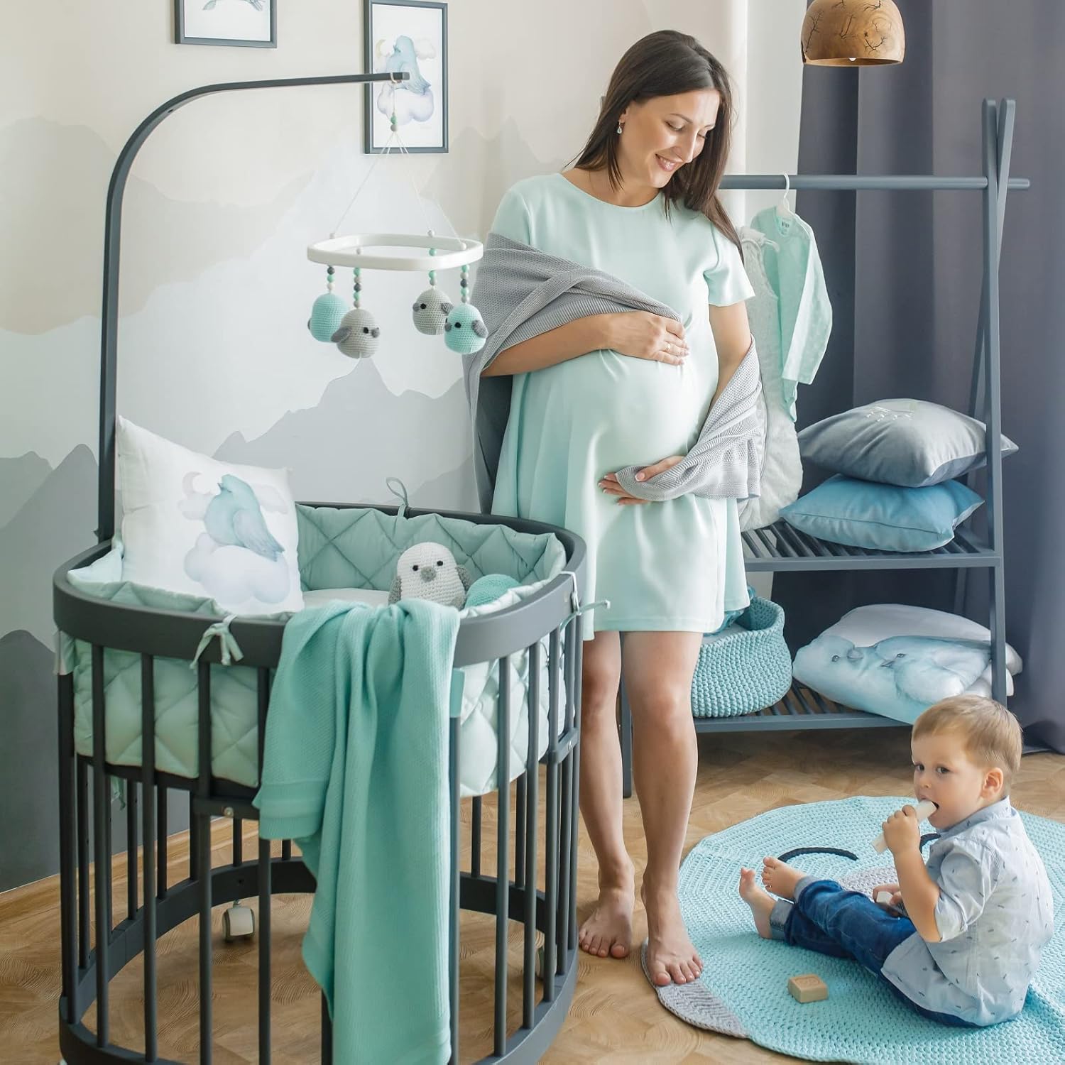 tweeto® Babybett 7 in 1 – mitwachsendes Babybett aus Holz | höhenverstellbares Beistellbett & Gitterbett | umbaubar zu Kinderbett & Laufstall (Buche Natur)