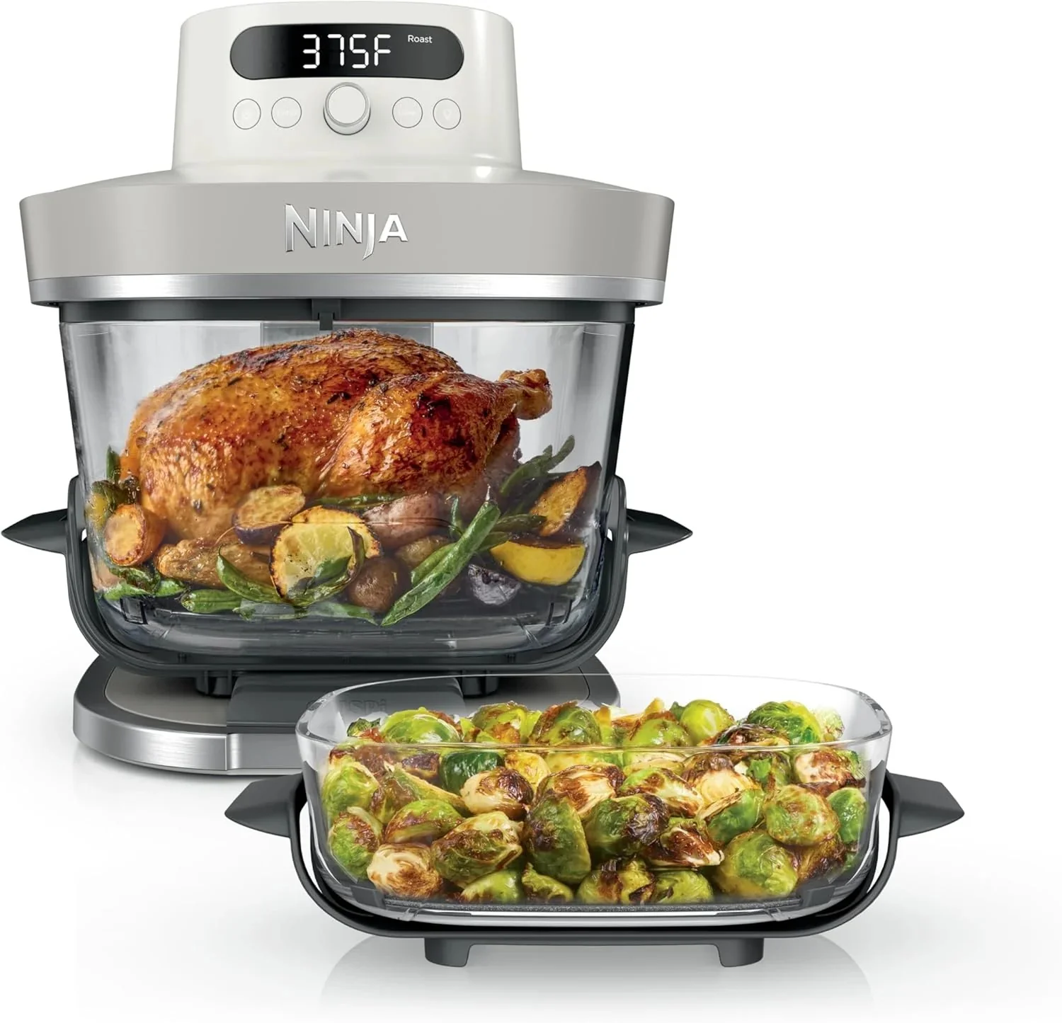 Ninja Crispi Pro 6-in-1 Glass Air Fryer | 6-Liter and 2.5-Liter Glass Containers with Storage Lids