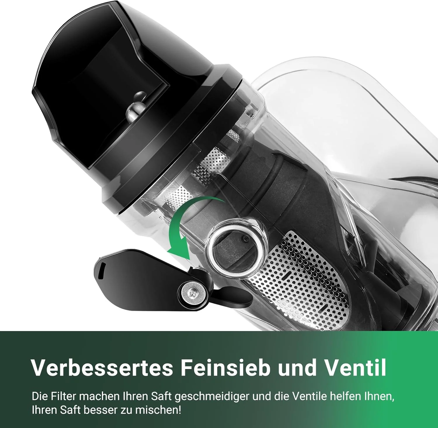 【Novità】 AOBOSI Spremiagrumi Estrattore di Succo a Freddo con 2 Velocità - Estrattore Frutta e Verdura con Coclea a 8 Stadi - Spremiagrumi con Spazzola per la Pulizia e 2 Bicchieri - Spremiagrumi con Funzione di Retromarcia