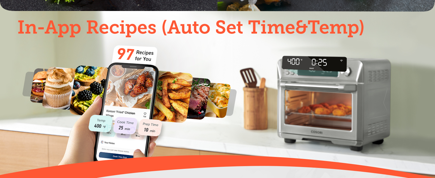 In-App Recipes (Auto Set Time&Temp) 97 Recipes for You