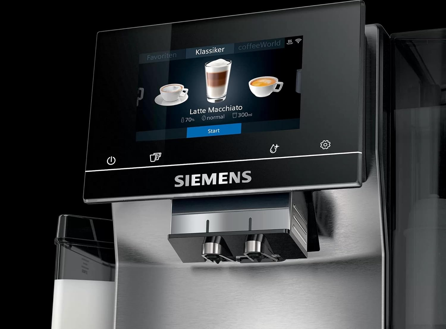 Siemens Kaffeevollautomat EQ900 TQ903D03, App-Steuerung, intuitives Full-Touch-Display, Barista-Modus, AromaBoost, Geräuschreduzierung, Premiummahlwerk, automatische Dampfreinigung, 1500 W, edelstahl