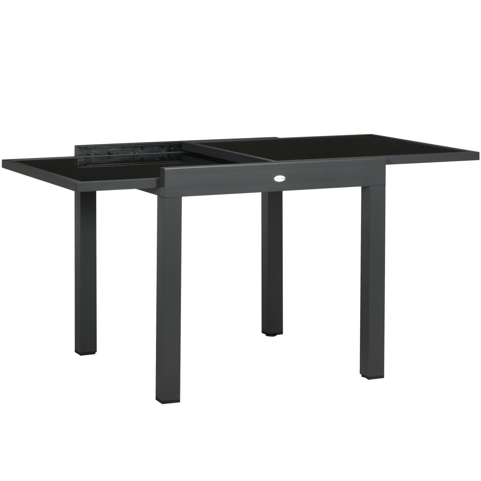 Outsunny Uitklapbare buitentafel voor in de tuin, uitbreidbaar, weerbestendig, 160 cm × 80 cm × 75 cm, zwart