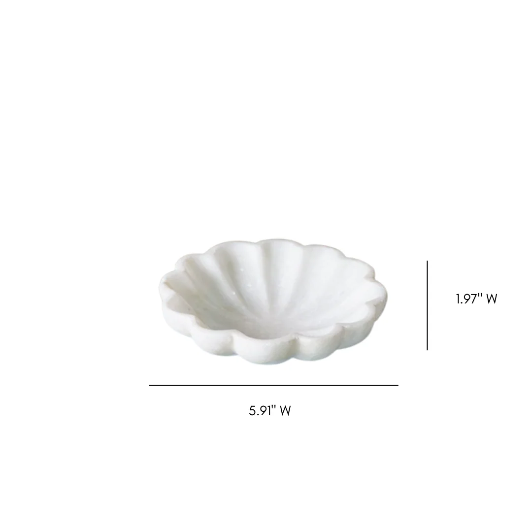 White Marble Scallop Bowl