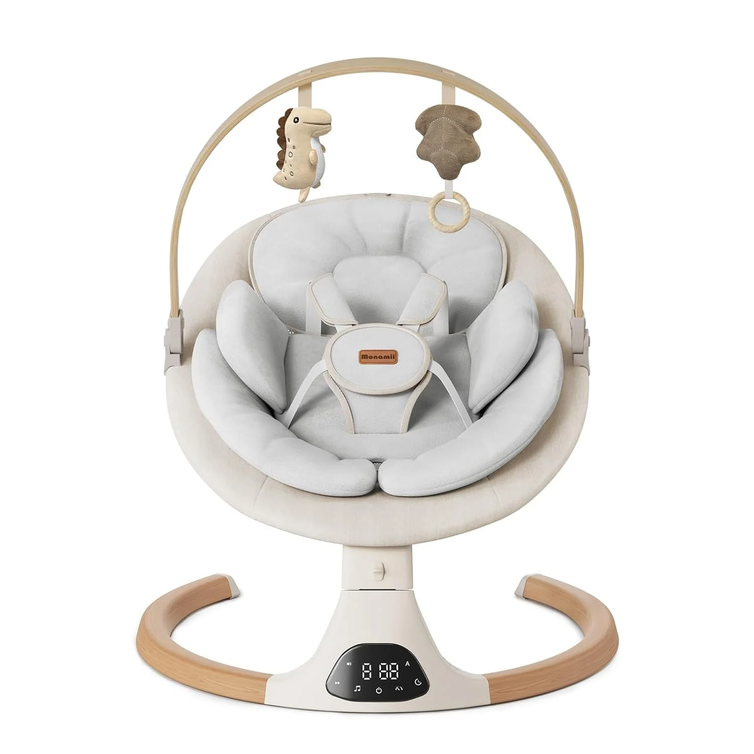Baby Swings for Infants, Monamii Baby Swing, Bluetooth Infant Swing with Music Speaker, 5 Speeds and Remote Control, Indoor & Outdoor Use