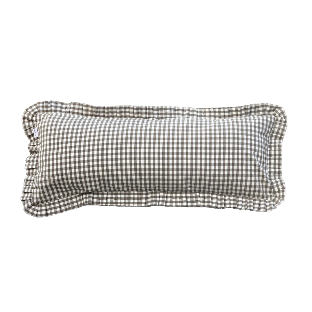 Ruffle Bolster Cover Olive Gingham
