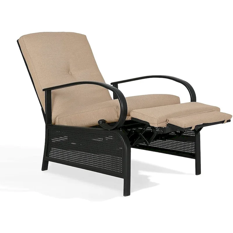Adjustable Recliner Lounge Chair Patio Lounge Sofa with Cushion - 38 (D) x 26.5 (W) x 38.5 (H) INCH
