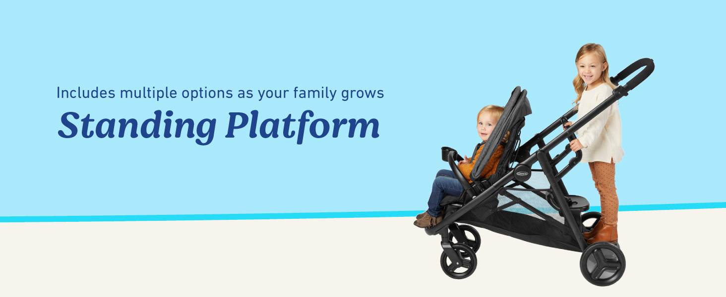 multiple options growing family standing platform double stroller children twins safe convenient