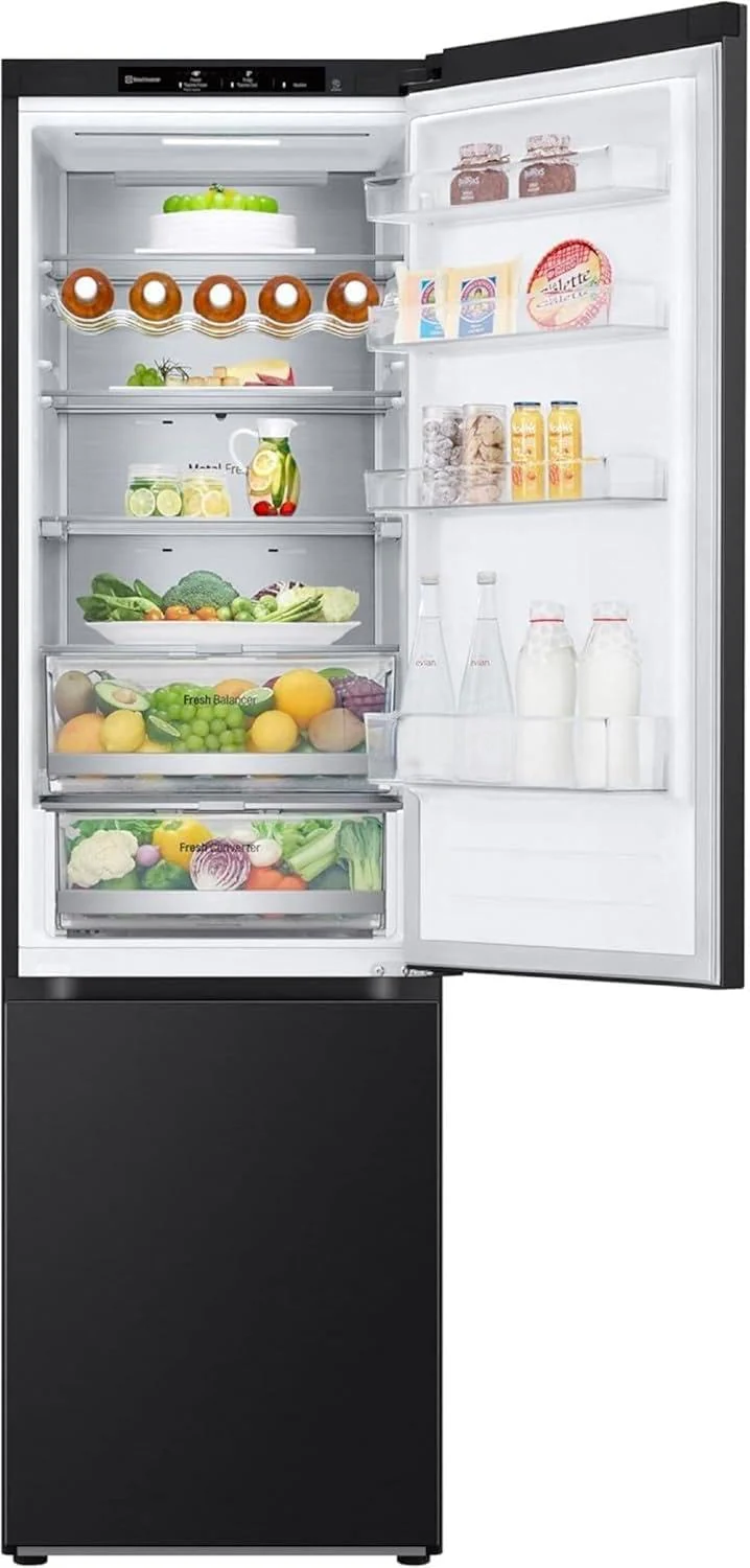 LG GBV22NCCEP Kühl-/Gefrierkombination – Smart Inverter Compressor, Total No Frost, Modern Flat Door Design, Matt Schwarz Metallic, Energieeffizienz A