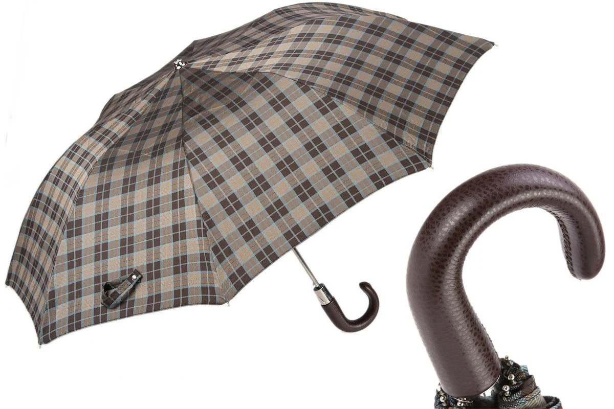 Leather Handle Classic Folding Umbrella
