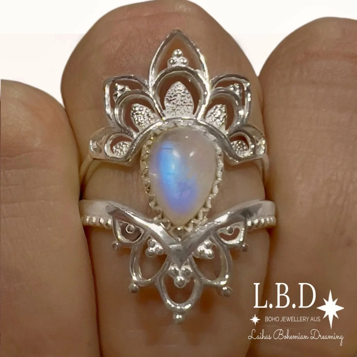 Laihas Daisly Boho Moonstone Ring Set