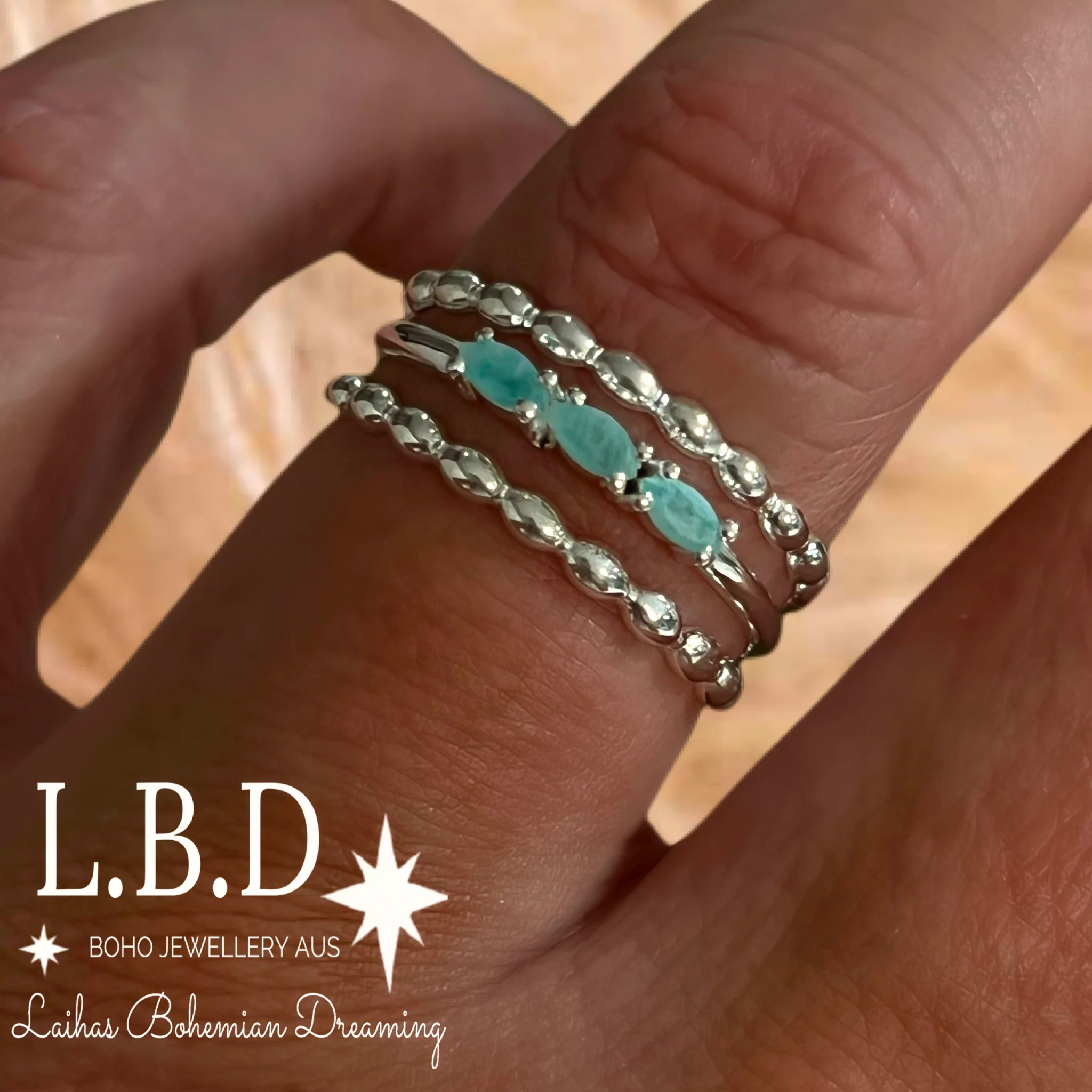 Laihas Three Of Cups Amazonite Ring Set