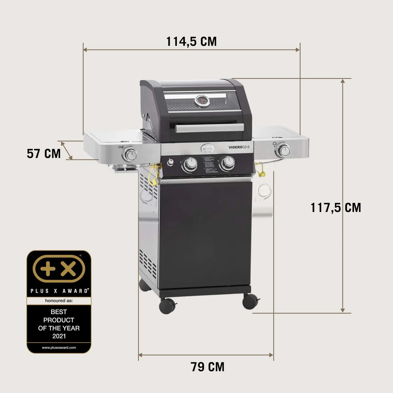RÖSLE Elektrogrill BBQ-Portable Videro E2-P, tragbarer Tischgrill mit 2 Brennern, Warmhalterost und Deckel mit Glaseinsatz, pulverbeschichteter Stahl, schwarz/silbern