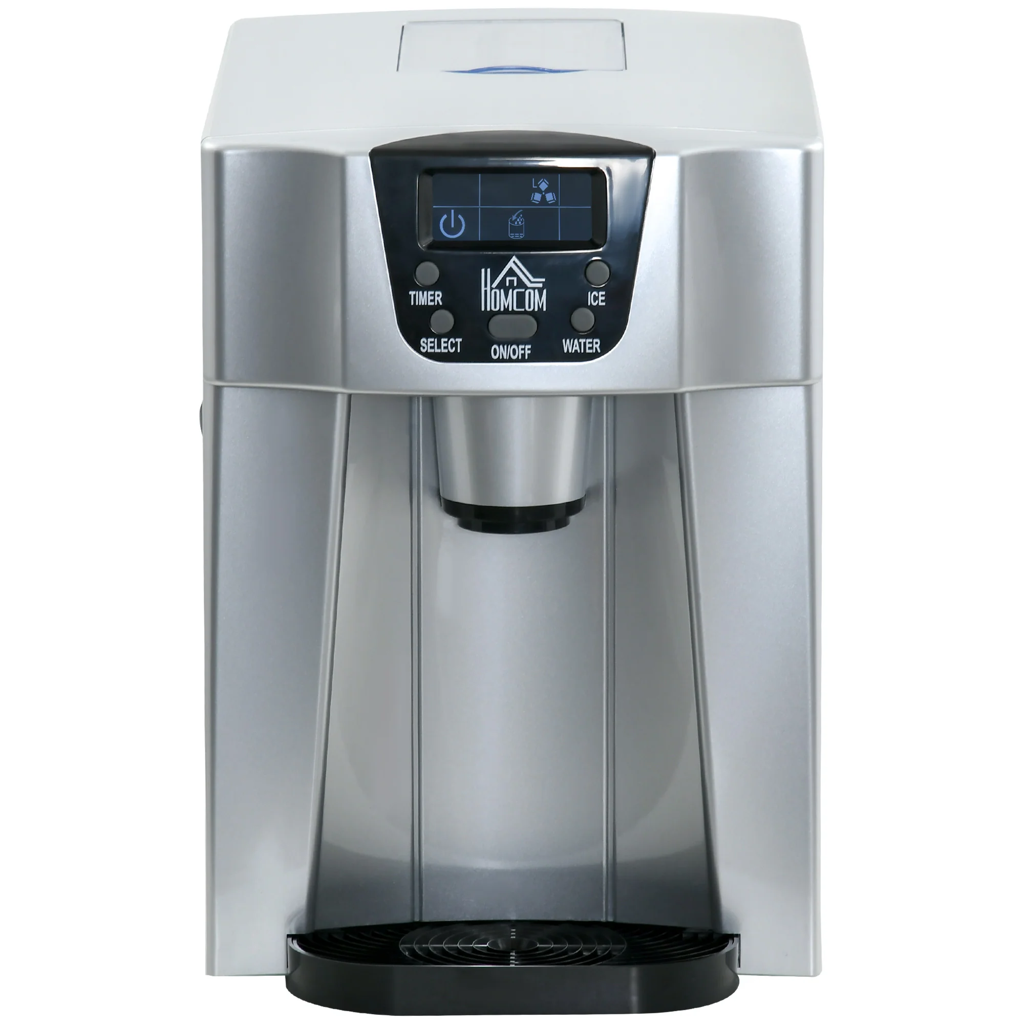 HOMCOM IJsblokjesmachine IJsblokjesmaker Ice-Maker, Timerfunctie, 25,2 cm x 38,9 cm x 36,3 cm, Zilver