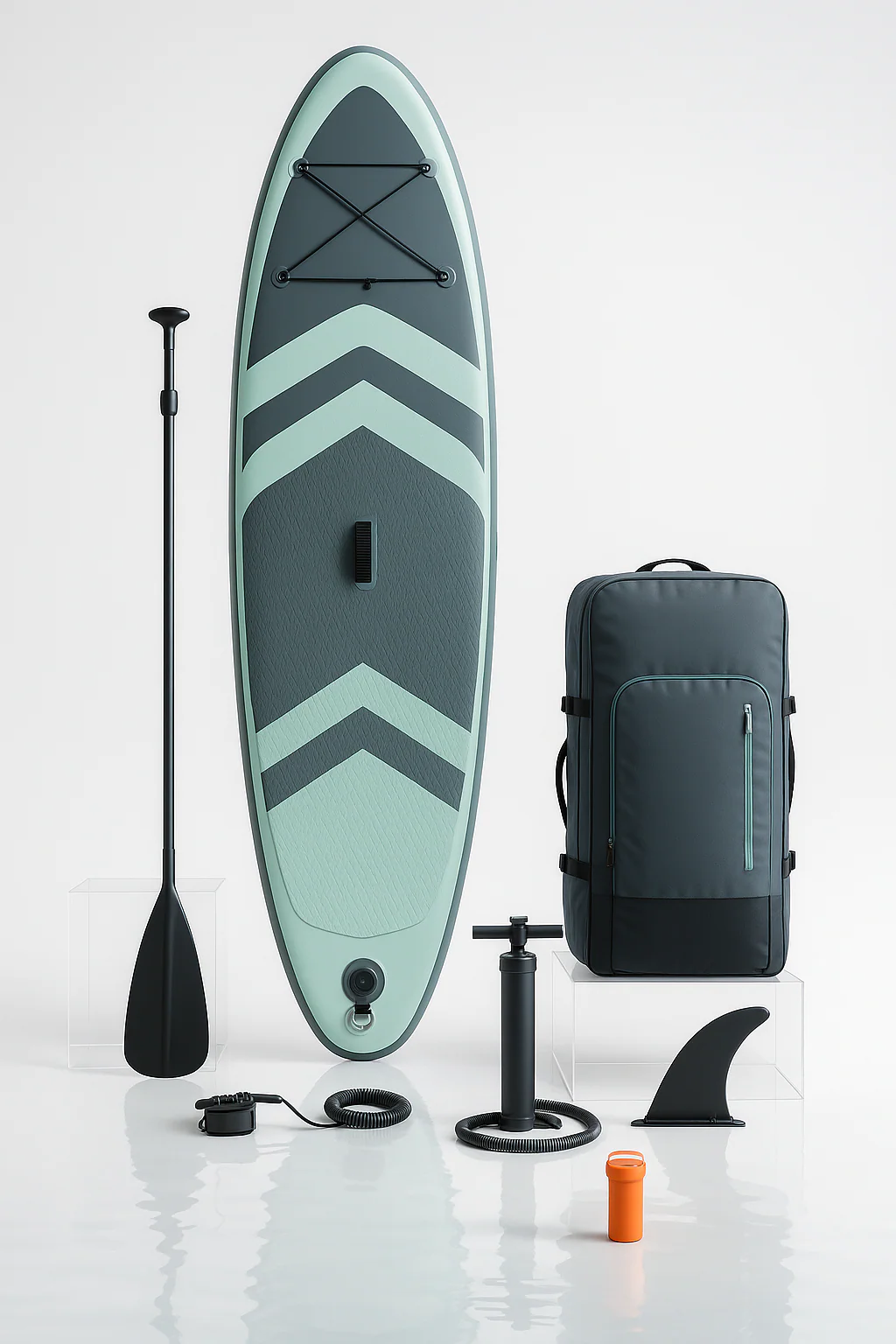 Oppusteligt paddleboard, grngr PVC, s og strand, 320x84x15 cm, kan samles, wyGmfap541Mx