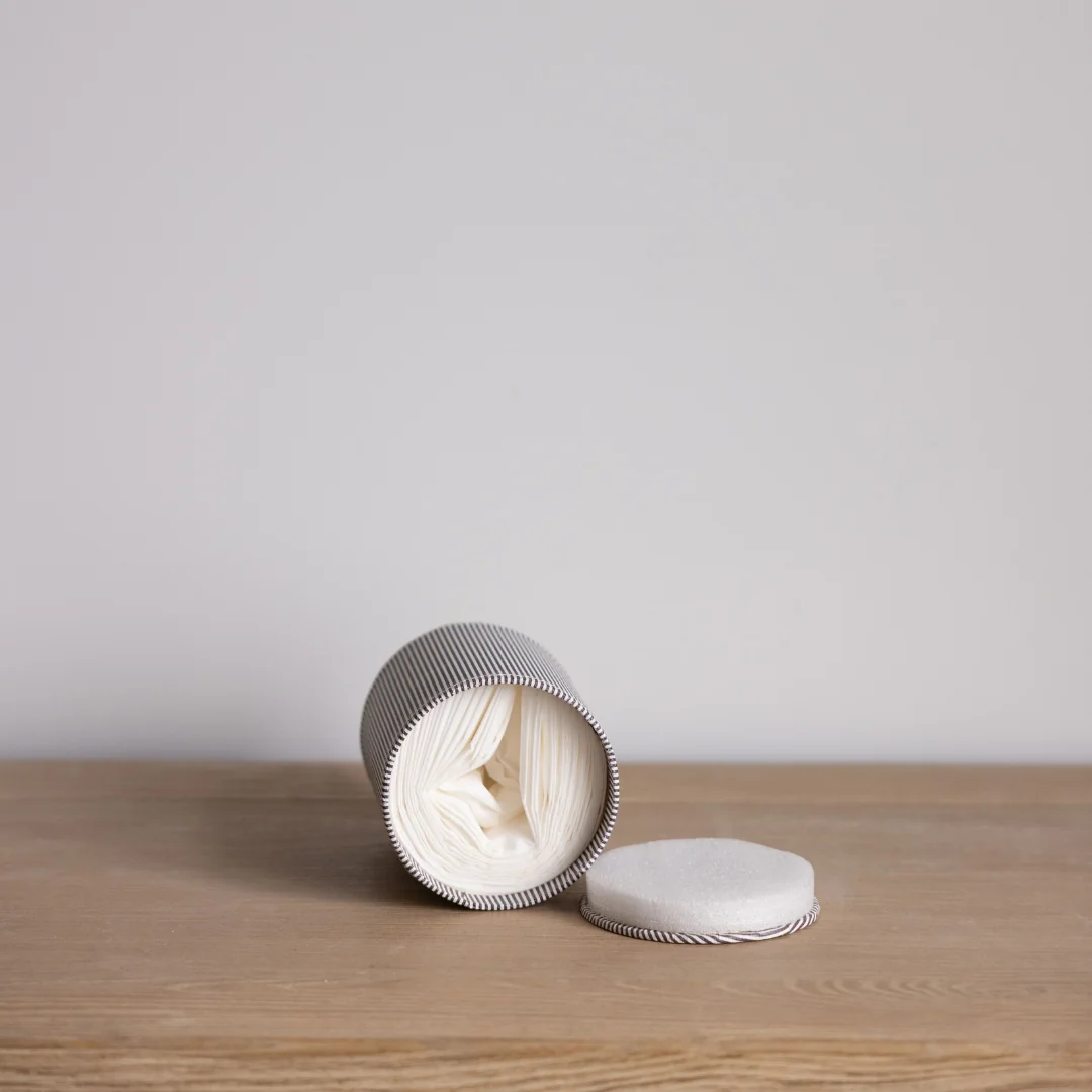 Brown & White Pinstripe Tissue Holder