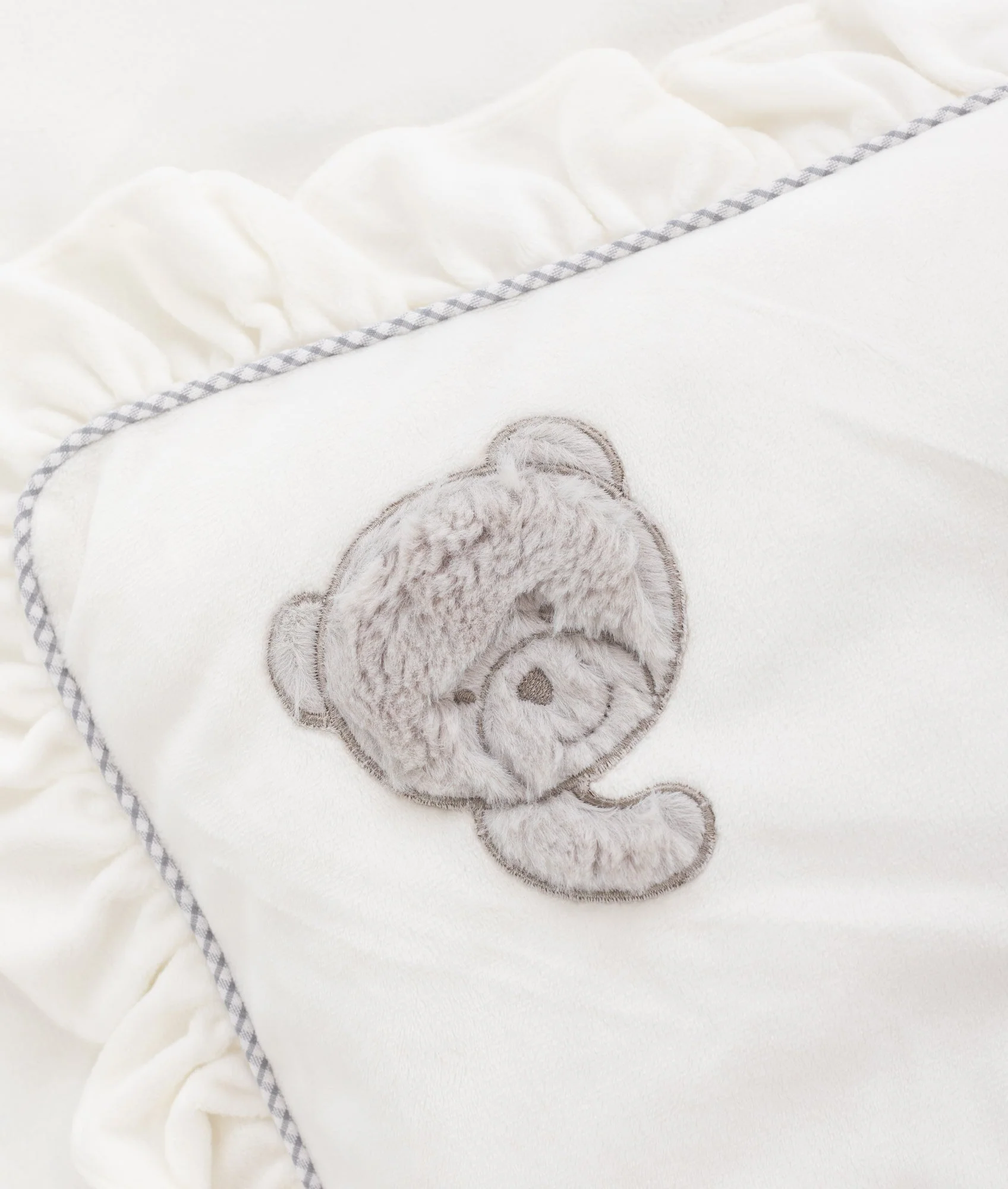 Toddler Ruffle Pillow | White & Grey