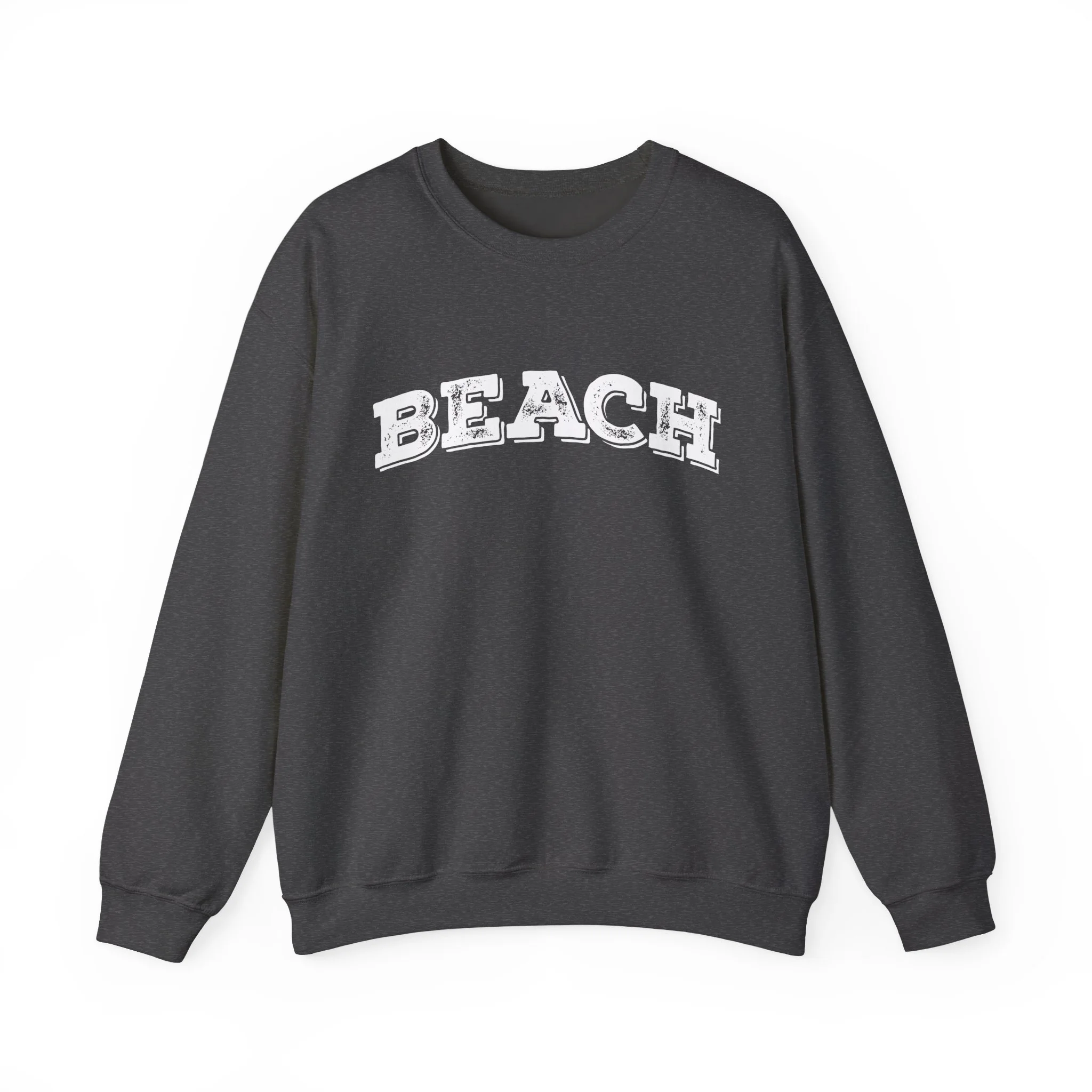 Beach Crewneck Sweatshirt - Vintage White 'BEACH' Graphic Sweatshirt