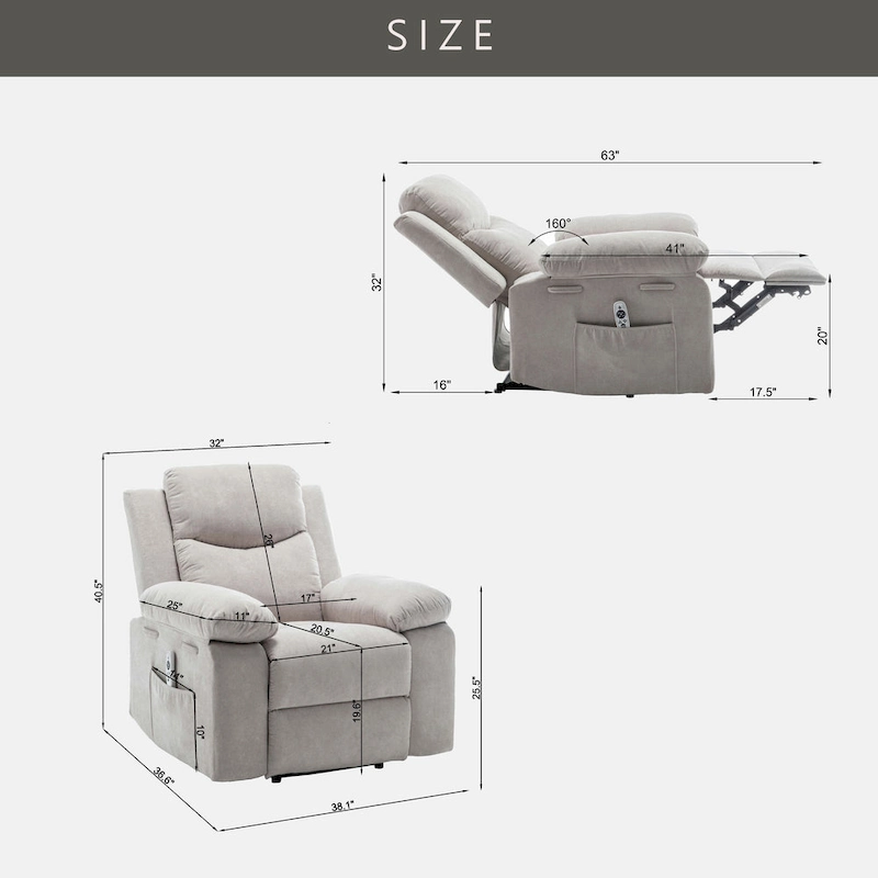 Power Recliner Chair with Adjustable Massage and Heating