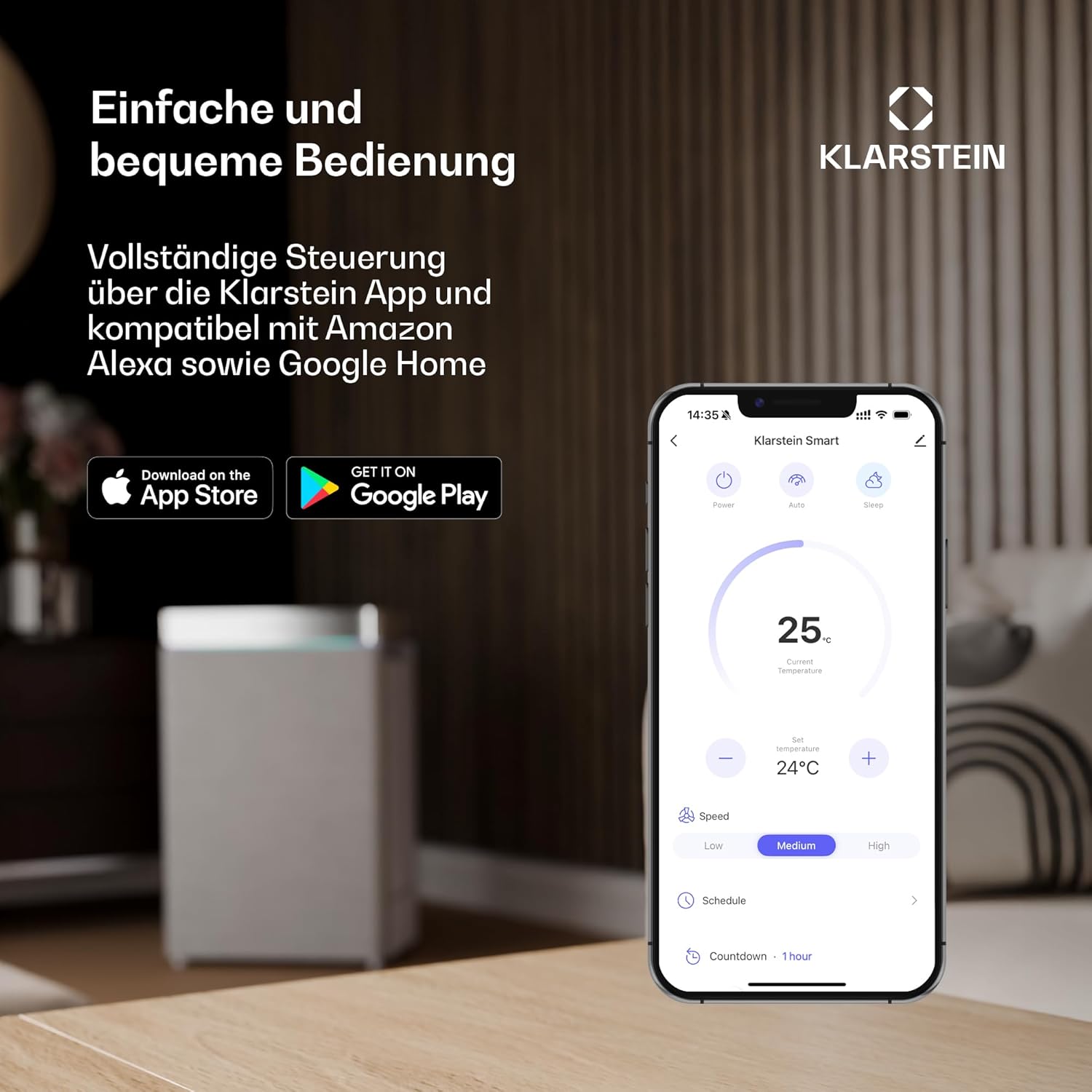 Klarstein Chillavan Mobile Klimaanlage – 5.000 BTU, Für Räume bis 20 m², 3-in-1: Klimaanlage, Luftentfeuchter & Ventilator, Energieeffizienzklasse A, App-Steuerung, Ideal für Wohnmobile