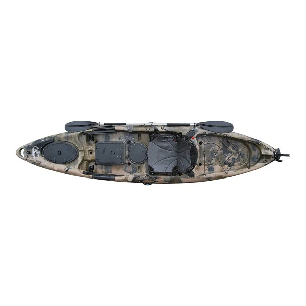 BKC UH-RA220 348 cm-es Riptide Angler Sit On Top horgász kajak evezővel, állítható székkel és kormánylapát rendszerrel (Terepmintás)