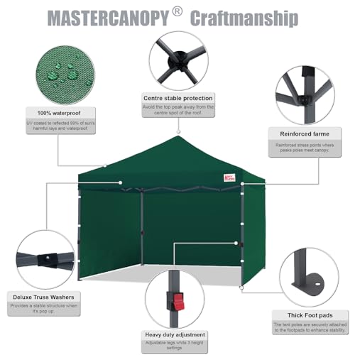 MASTERCANOPY Tenda a baldacchino pop up resistente con pareti laterali (10 x 10, verde foresta) : Amazon.it: Giardino e giardinaggio