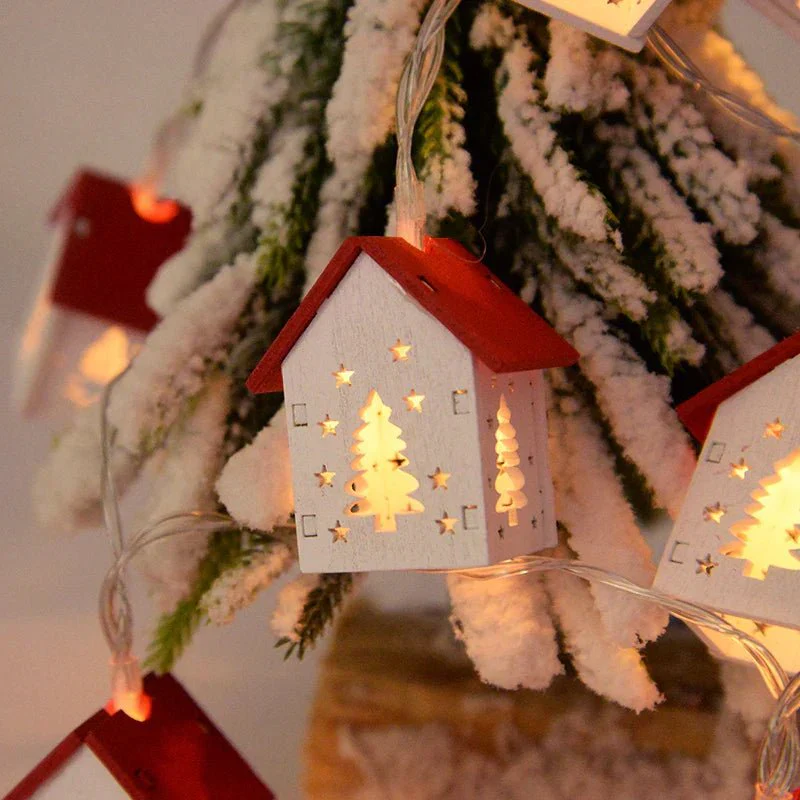 GLIMMERGABLE – Houten LED-huislamp met warmwit licht voor feestelijke accenten