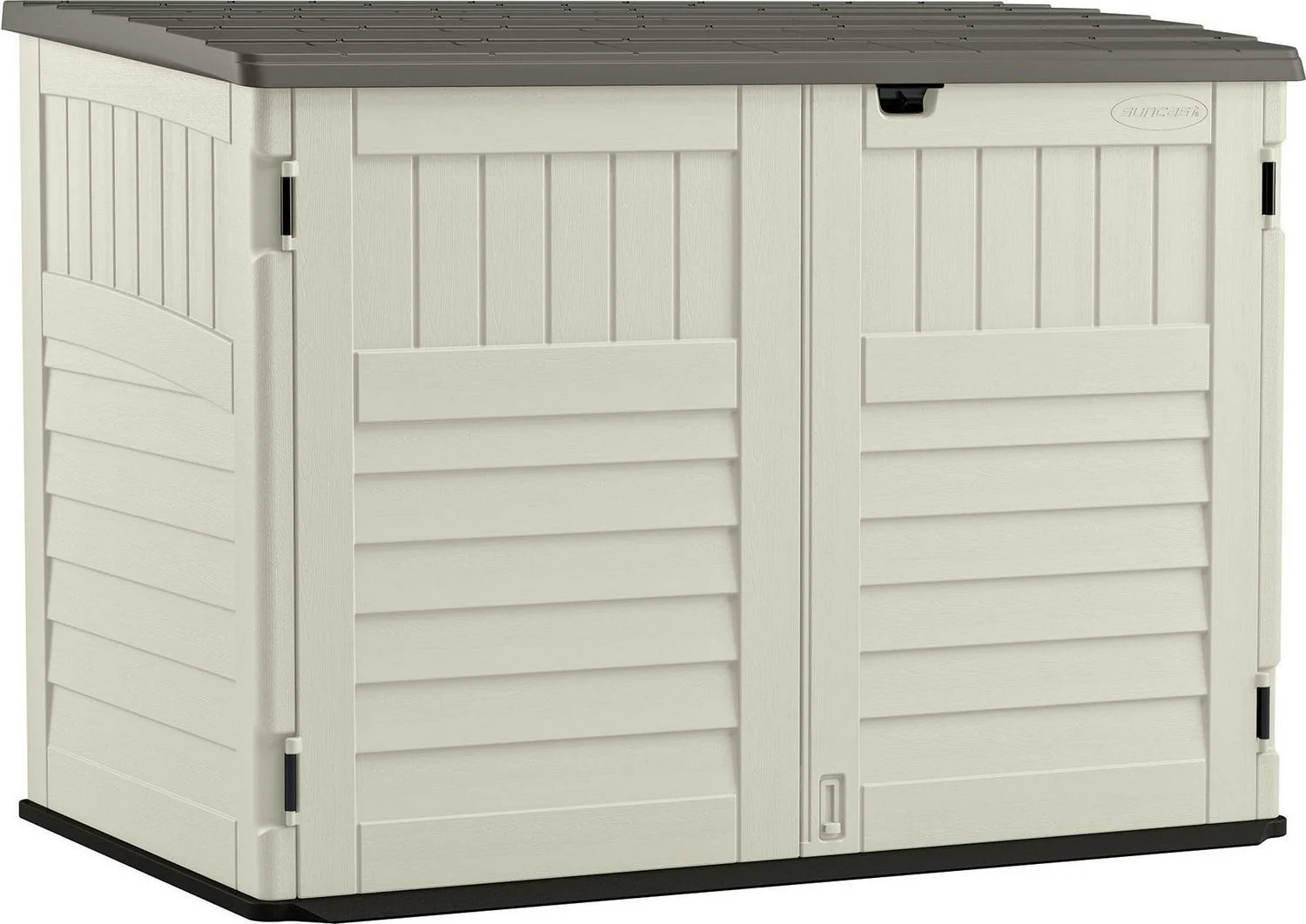 Suncast BMS4700 Resin Storage Shed, Off-White/Gray, 70.5���W x 44.25���D x 52���H, Double Door, UV Resistant