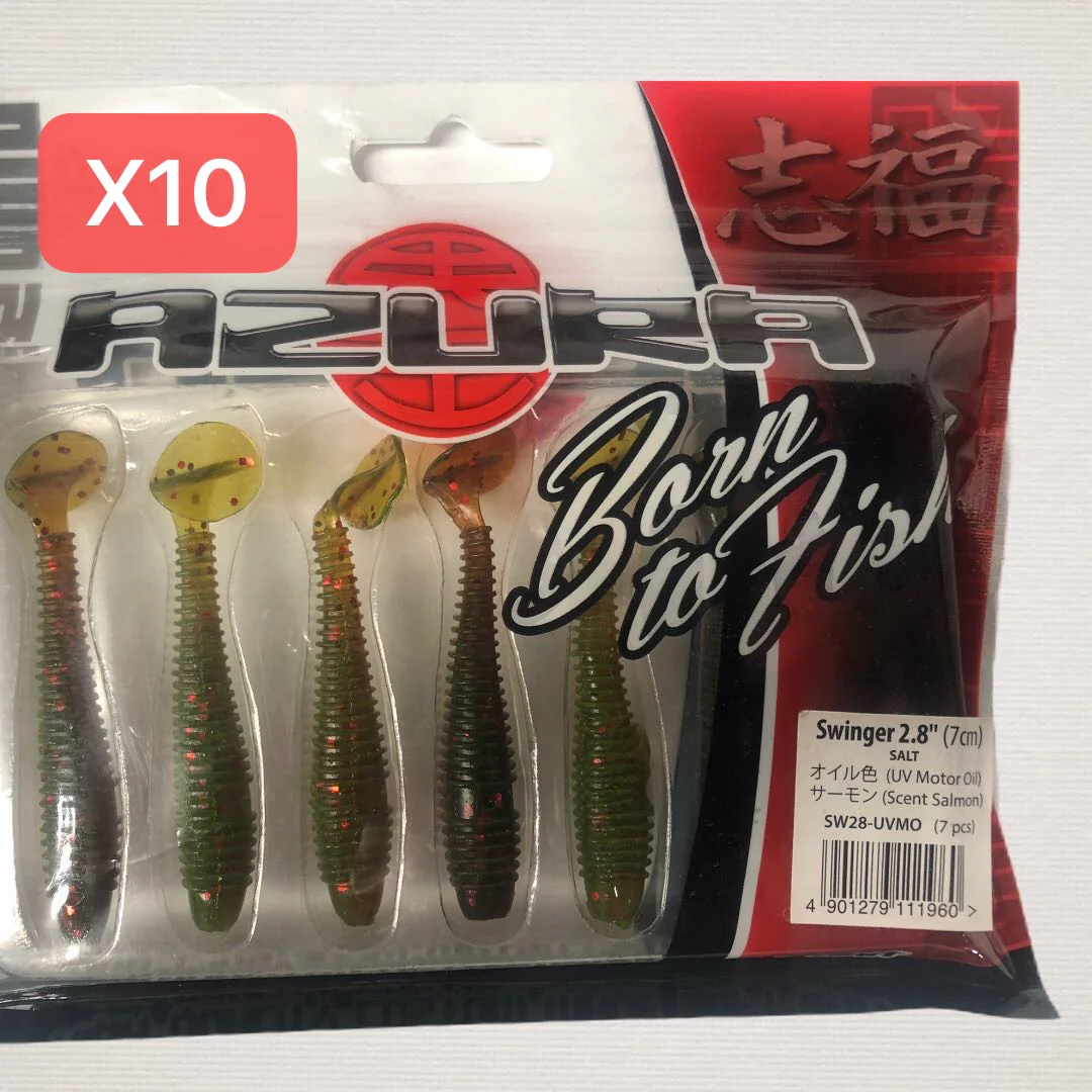 10 Packs Of Soft Plastic Paddle Tail Grub 2.8