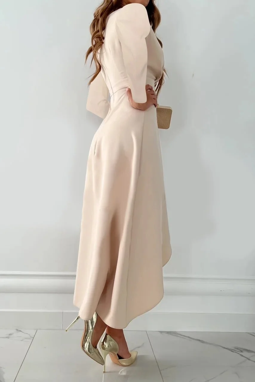 Womena??s Elegant V Neck Midi Dress Summer Sheath Style