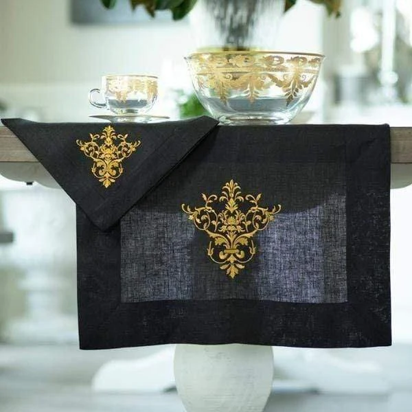 Victorian Black Table Runner