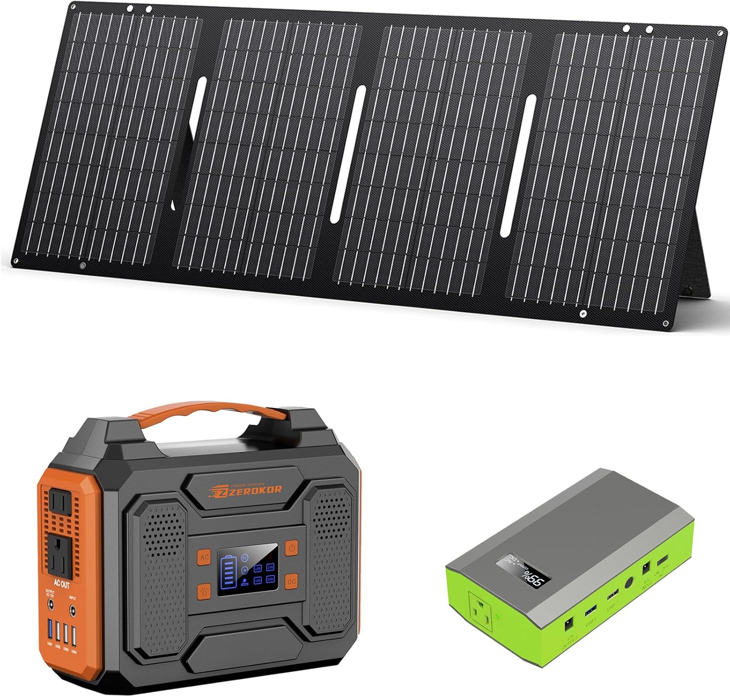 Portable Solar Generator with Panels  300W Power Station with Solar Panel 60W  110V AC Outlet Solar Power Pack Generator  Camping 65W Power Bank with DC for Laptop Smart Device RV Outdoor
