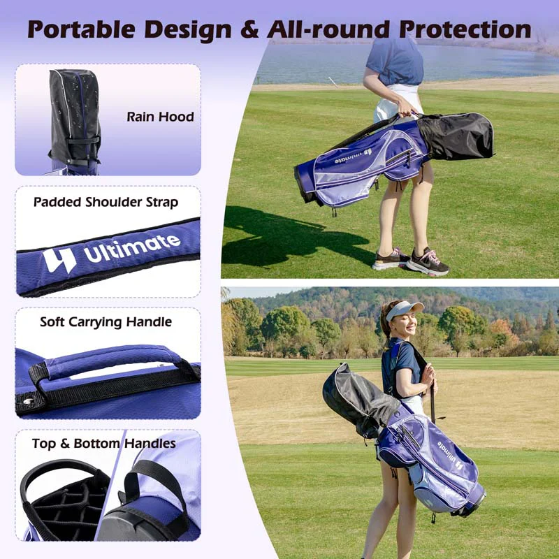 Women's Right Hand Complete Golf Club Set, 12 Pieces Golf Club Package Set with 460CC Driver, Irons 5-SW, Putter, Golf Cart Bag & Rain Hood