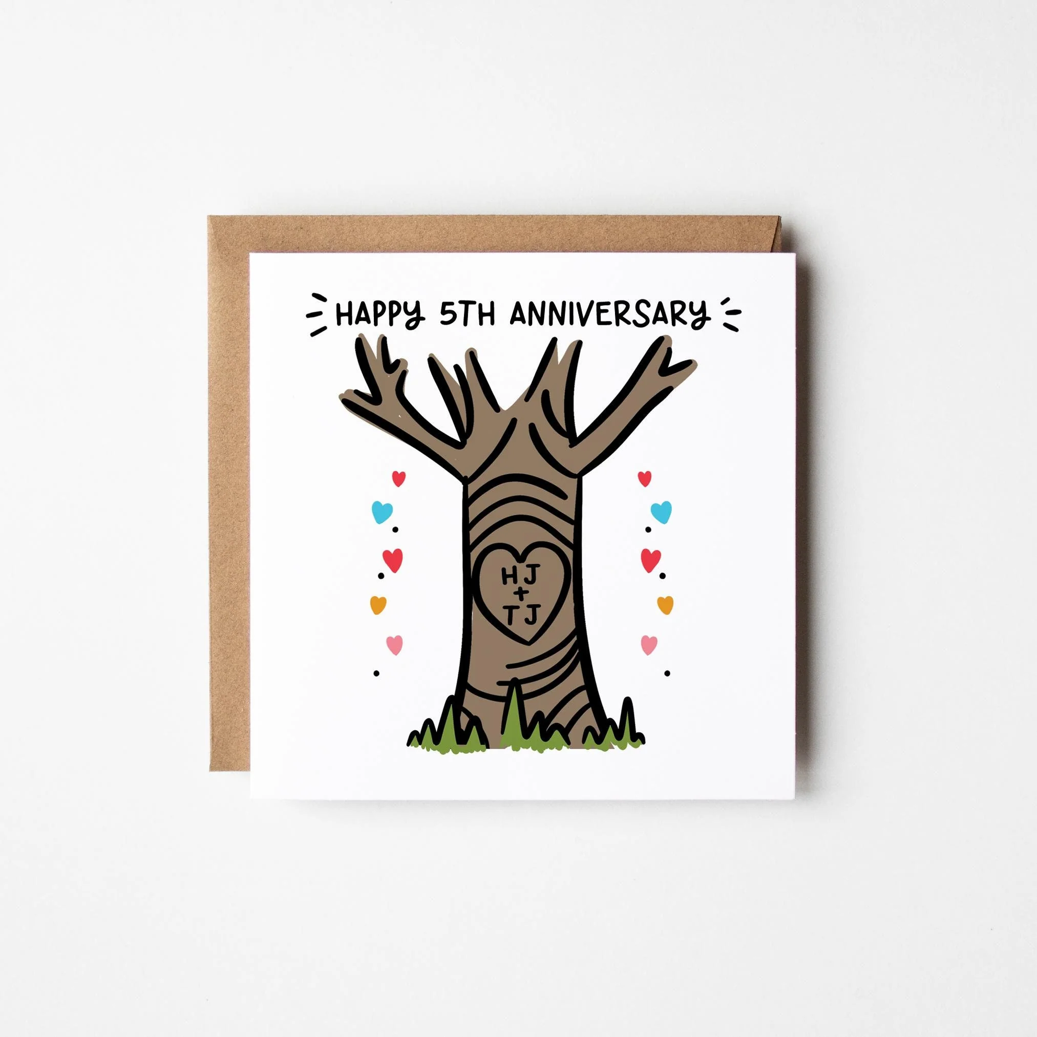 5th Anniversary Card ? Personalised Happy 5th Anniversary Card ? 5th Anniversary Card For Them ? Wood Anniversary