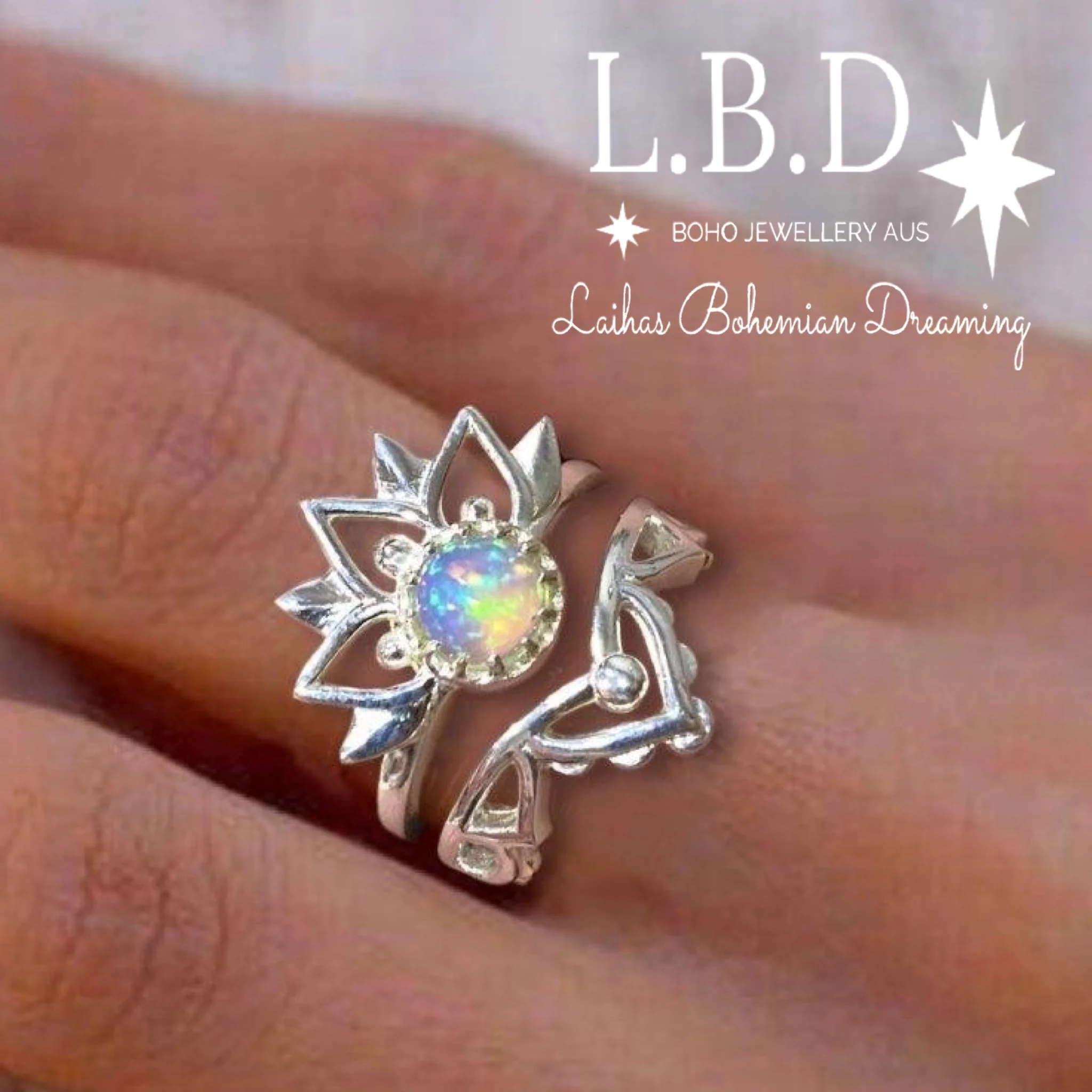 Laihas Inflorescence Boho Opal Ring Set