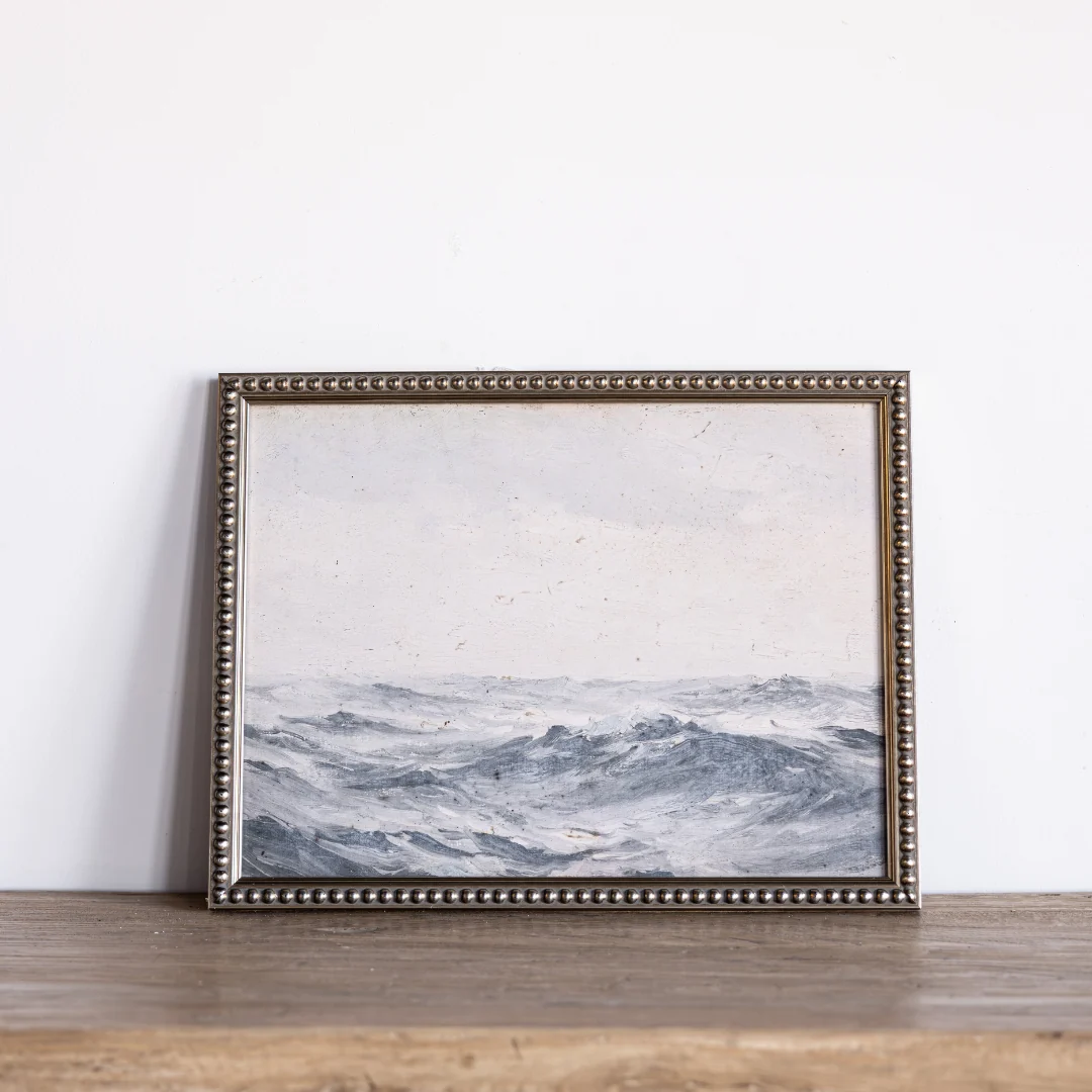 Vintage Ocean Landscape Oil Painting Framed Art