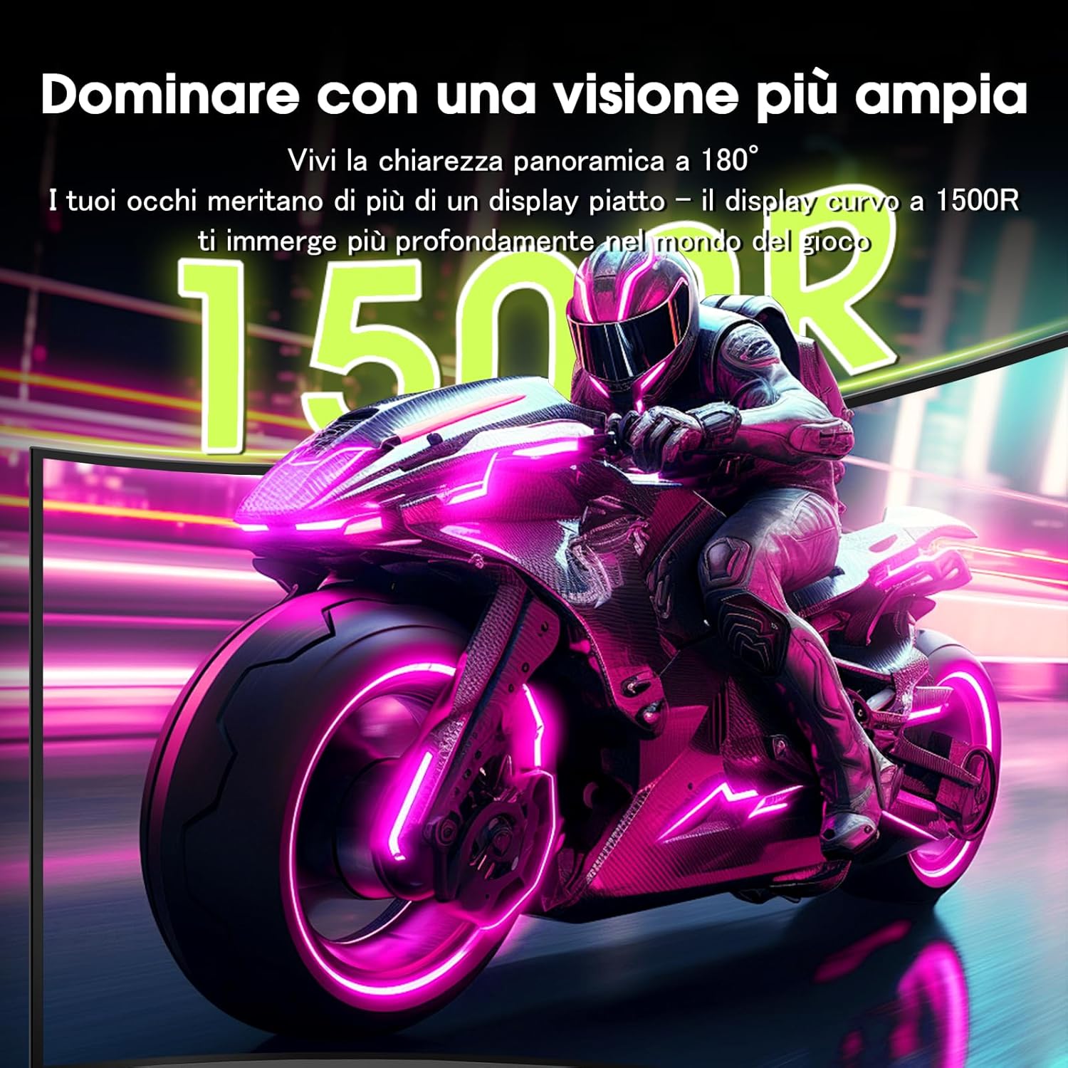 Amzfast Écran PC Gaming 27 Pouces Incurvé, 2K QHD(2560 x 1440), 240Hz Moniteur, 1Ms MPRT, 1500R, sRGB 120 pour cent, Adaptive Sync, Low Blue Light,VESA 100 * 100, HDMI 2.0 * 2/DP 1.4 * 2, AMZG27C1Q Pro